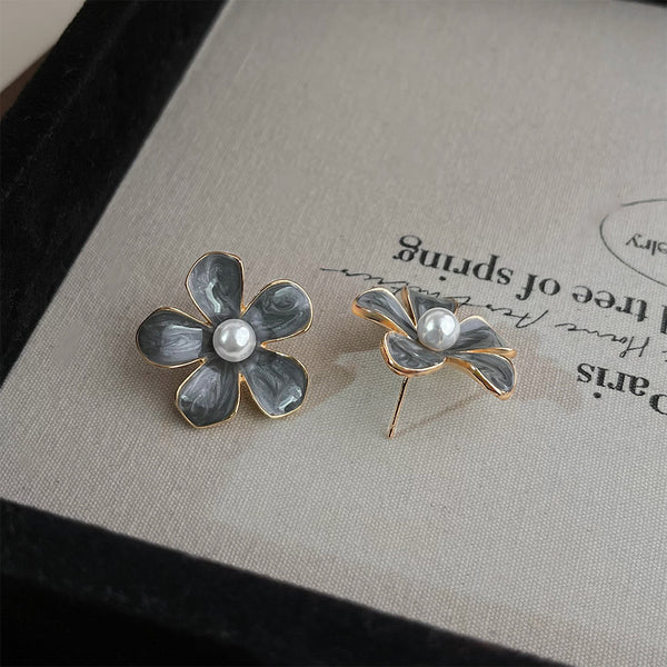 Dusky Blue Blossom Stud Earrings