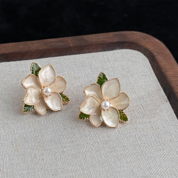 Gardenia Blossom Stud Earrings